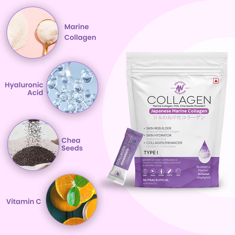 Japanese Marine Collagen Powder - Blueberry Flavour - Power Gummies 