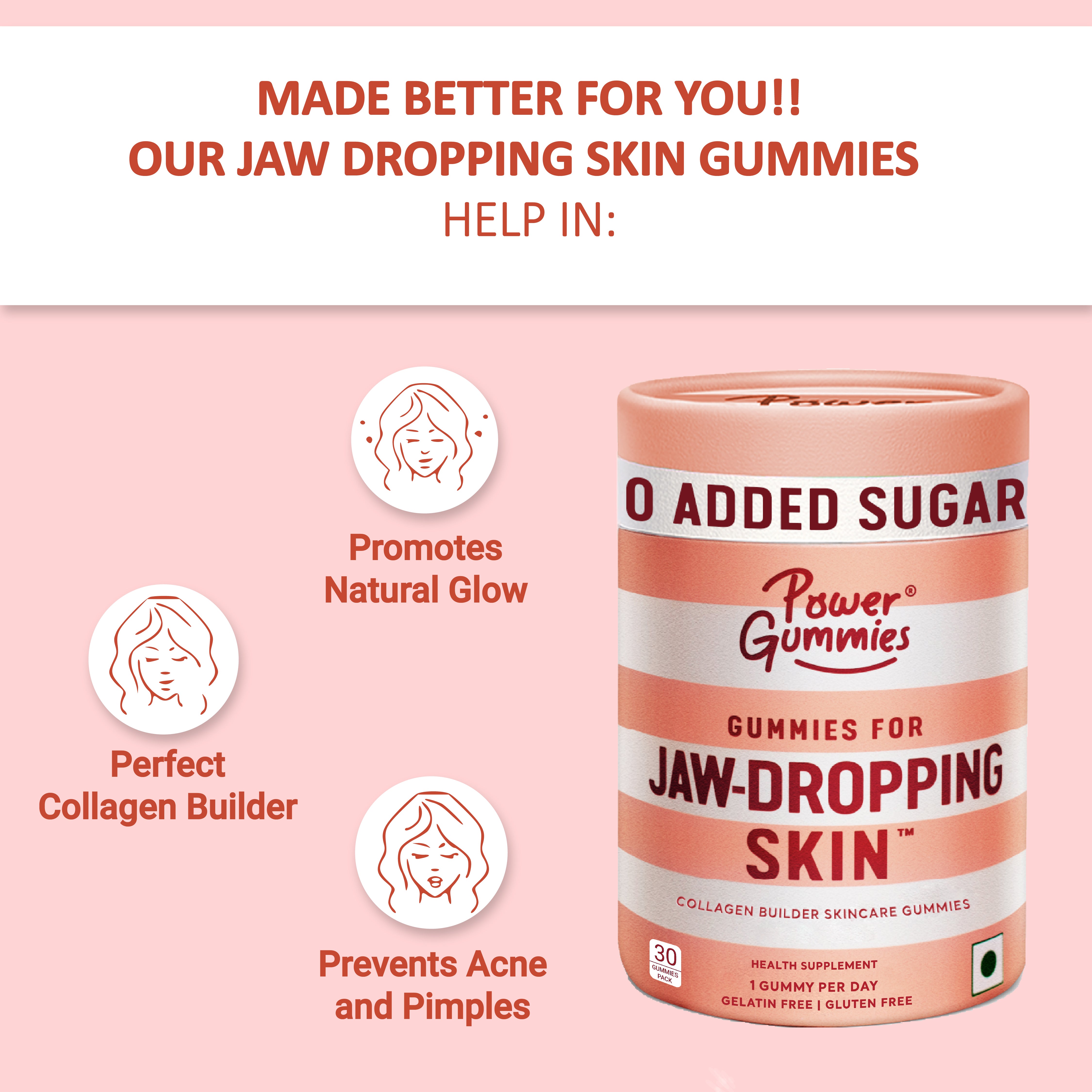 Jaw-Dropping Skin Gummies (Copy) - Power Gummies 