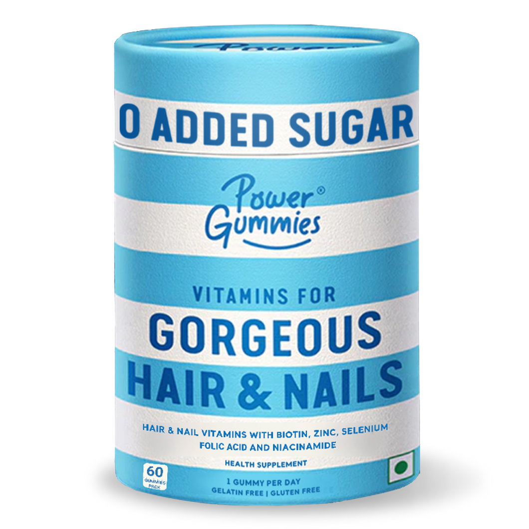 Power Gummies Gorgeous Hair and Nails Gummies– Now with 0 Added Sugar & New Heart Shape (2 Months Pack)