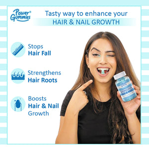 Power Gummies - Hair & Nails Vitamin Gummies - 2 Months Pack | Boosts Hair Growth | Strengthen Nails | Stops Hair Fall